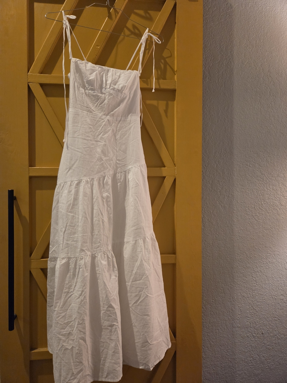 12 Tribe White Tiered Tie-Strap Cut-Out Maxi Sundress